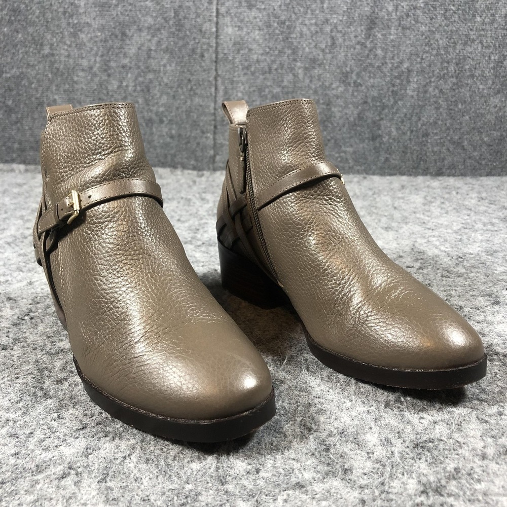 Cole Haan Grand.OS Booties Womens Size 6 B‎ Brown Leather Ankle Buckle Boots